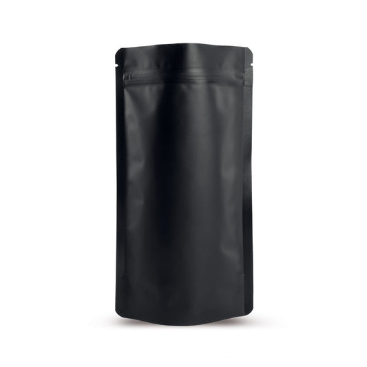 Sachet doypack noir mat — vue principale directement du fabricant Elke Plastic