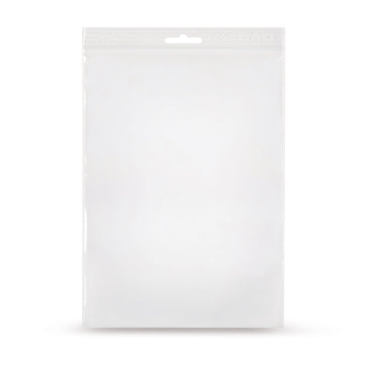 Sachet zip LDPE avec perforation Euro 90 µm — vue principale du sachet avec perforation Euro d'Elke Plastic