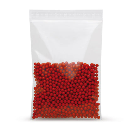Sachet zip LDPE sans bandes d'écriture 90 µm — détail du matériau axé sur l'épaisseur du film et la qualité de finition