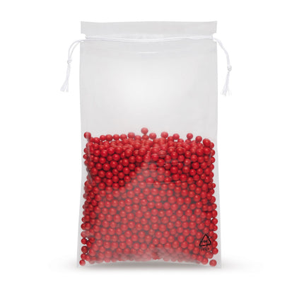Sac à cordon LDPE 50 µm — vue détaillée du matériau LDPE et de l'épaisseur du film