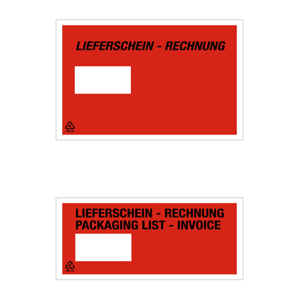 Pochette porte-documents et bon de livraison fenêtre à gauche — vue principale directement du fabricant Elke Plastic