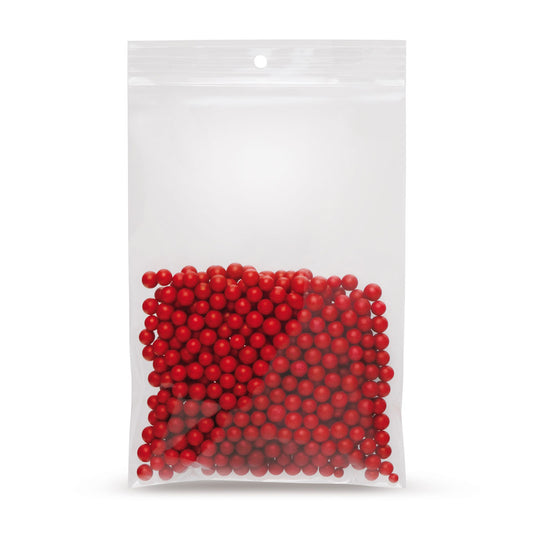 Sachet zip PP avec trou rond 50 µm — vue détaillée du matériau PP et de l'épaisseur du film