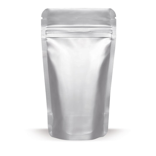 Sachet doypack aluminium — détail du matériau axé sur l'épaisseur du film et la qualité de finition