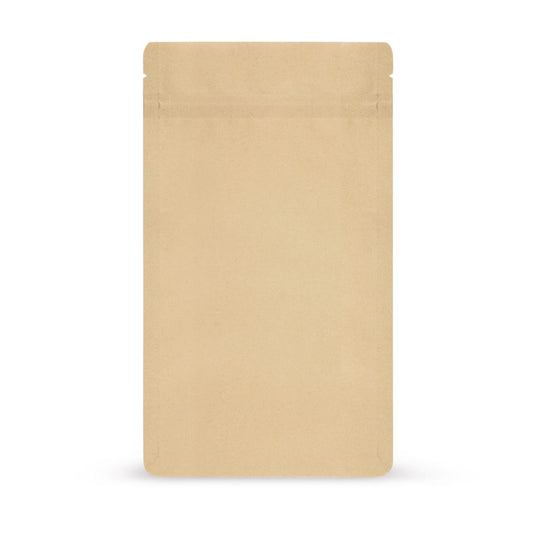 Sachet doypack papier kraft en matériaux biodégradables — vue principale du sachet avec aspect papier kraft d'Elke Plastic