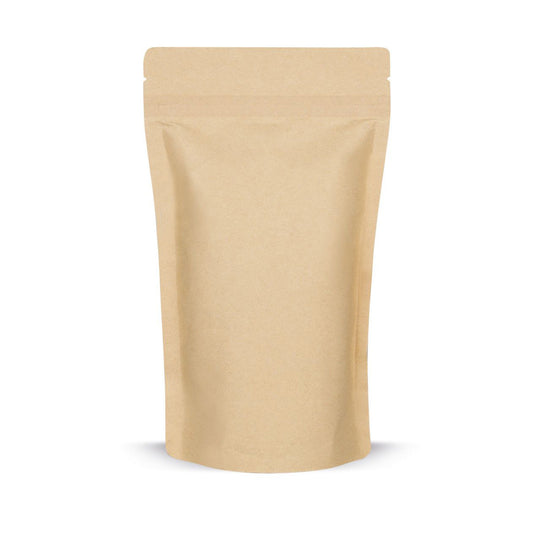 Sachet doypack papier kraft en matériaux biodégradables — détail du matériau axé sur l'épaisseur du film et la qualité de finition