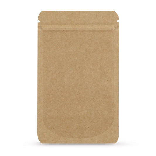 Sachet doypack papier kraft — vue principale du sachet avec aspect papier kraft d'Elke Plastic